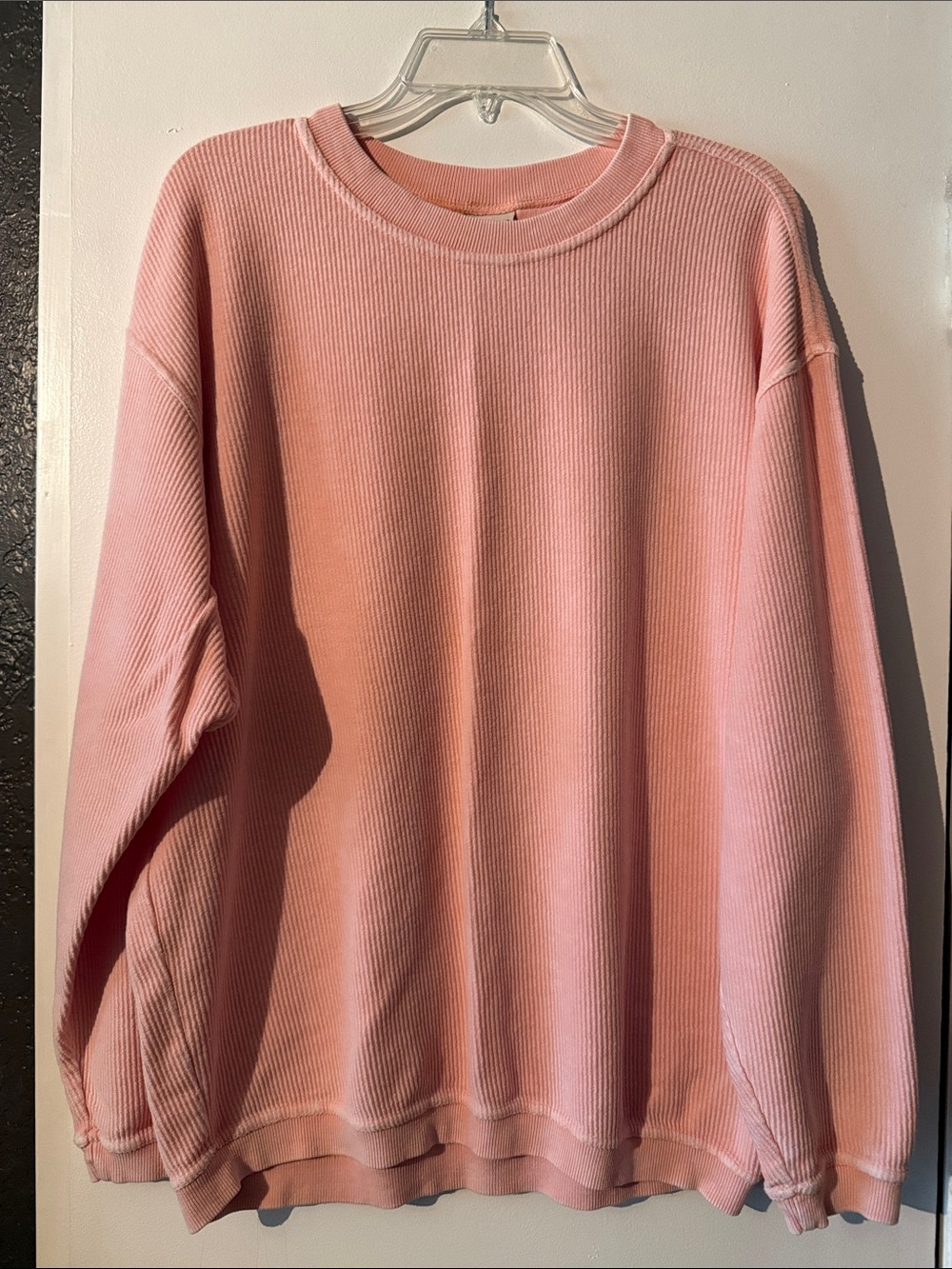 Women's Peach Ribbed Crewneck Sweater